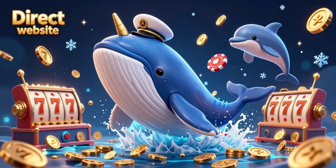 Engage with the Direct website through an exciting whale and friends’ casino adventure featuring slot reels and playful dolphins.