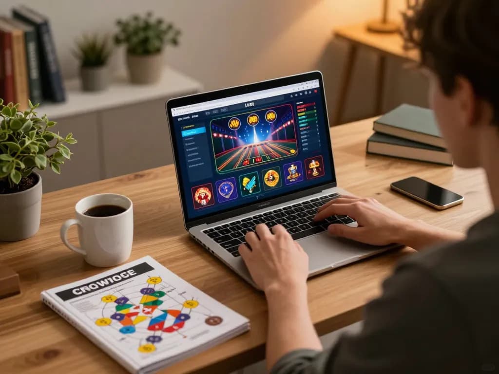 Player enjoying LV88 online casino gaming with strategy notes and cozy atmosphere