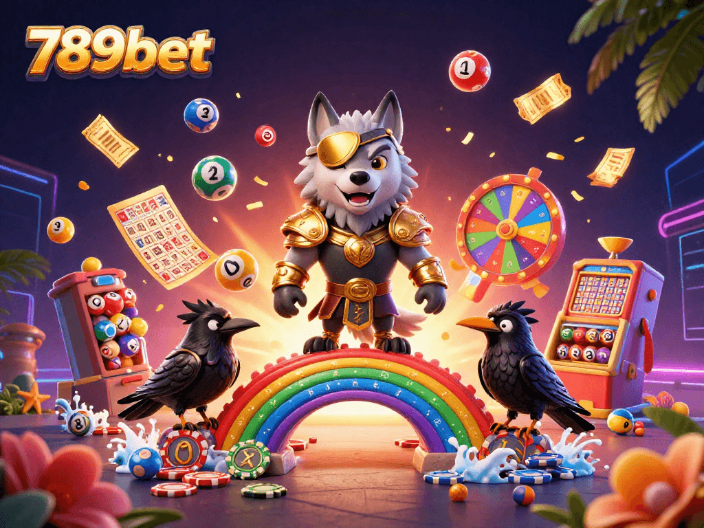Engage with the lively 789bet gaming scene featuring Odin and ravens amidst casino fun.
