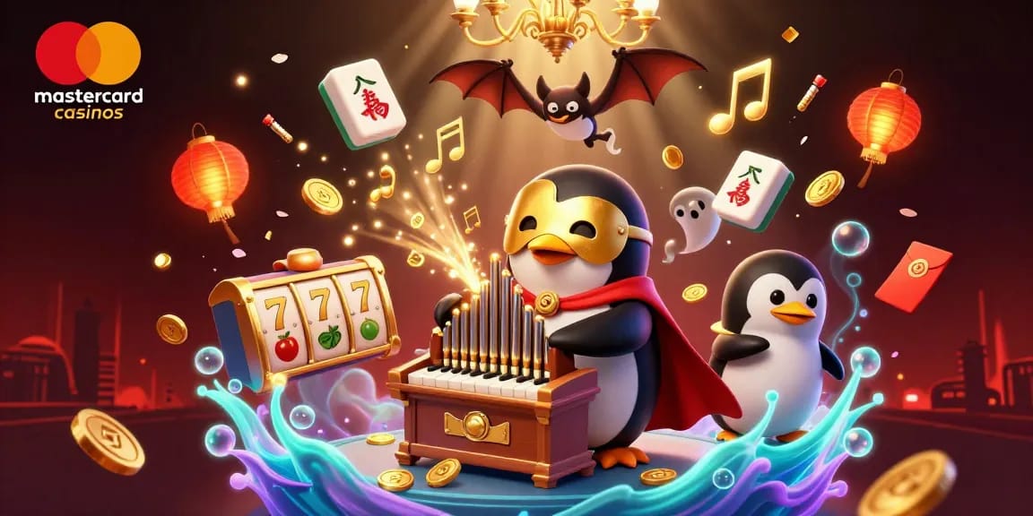 Experience the thrill of mastercard casinos with a vibrant, dynamic scene featuring playful characters and engaging casino elements.