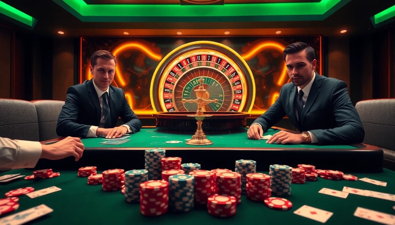 Experience high-stakes gaming at UK88 with professional poker players and a vibrant casino atmosphere.