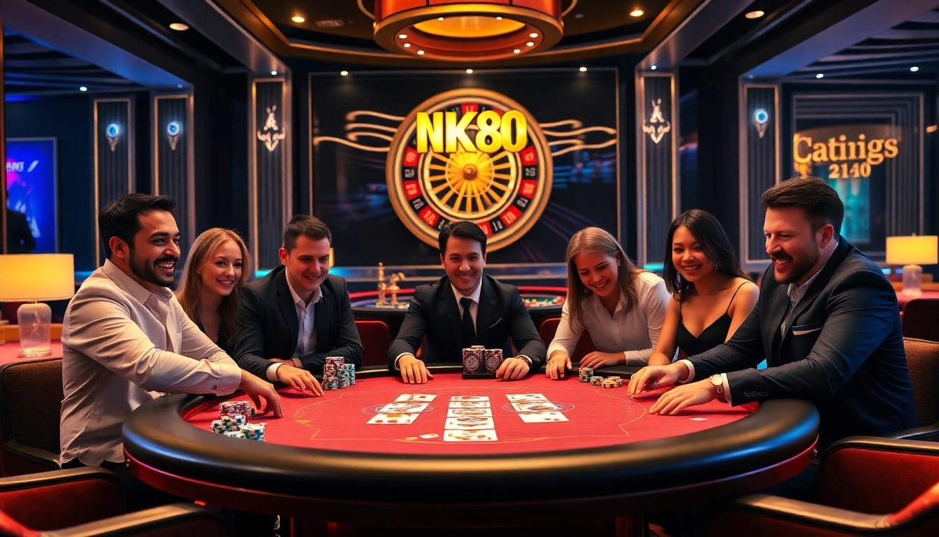 Engaging poker game action featuring NK88 table with players strategizing their bets.