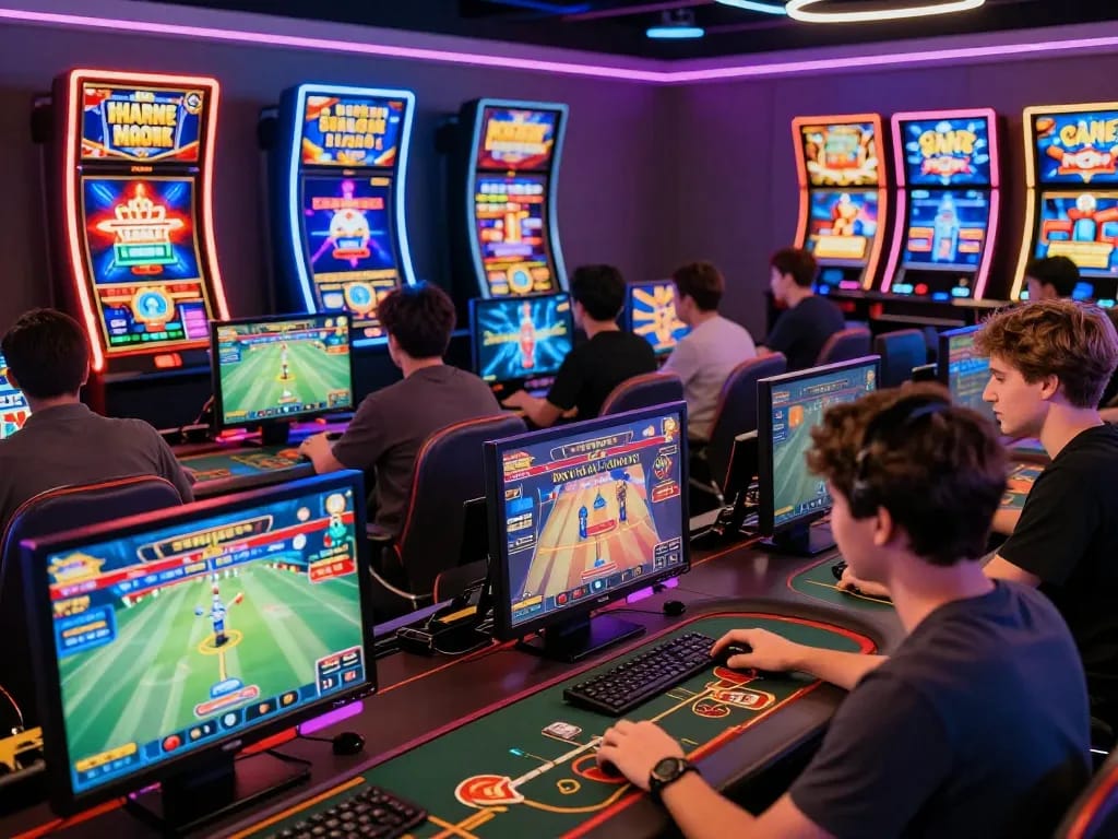 Exciting BK8 online gaming scene with players engaged in various gambling activities.