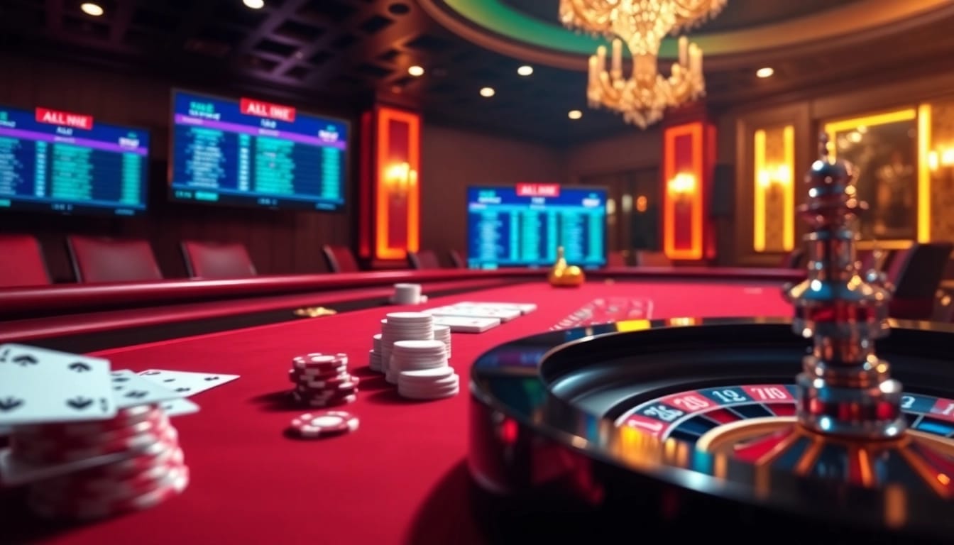 Experience the thrilling excitement of online gambling at AU88 with casino tables and vibrant visuals.