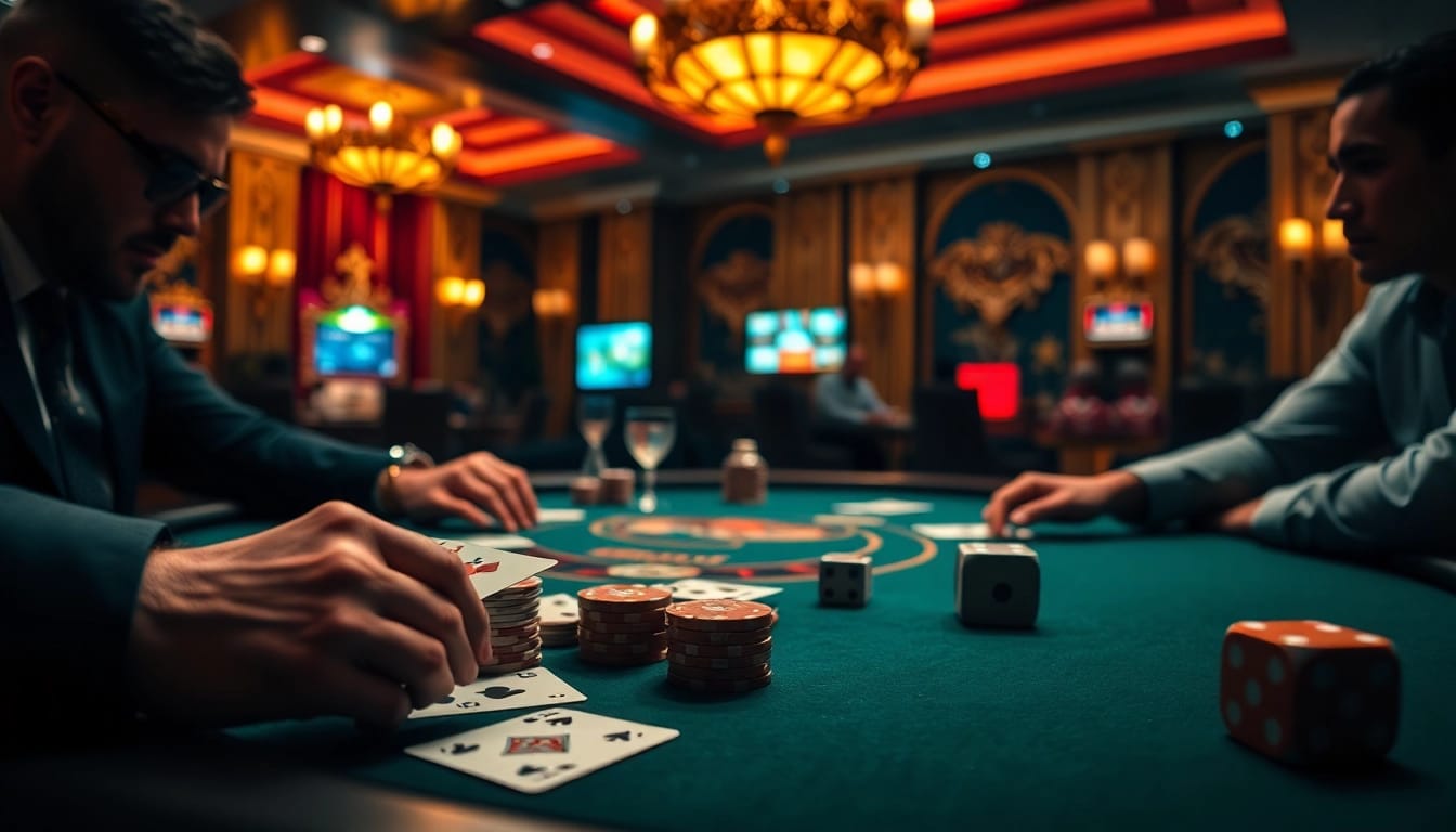 Engage with the hidden wiki dark web at a luxurious poker table, showcasing intense gameplay.