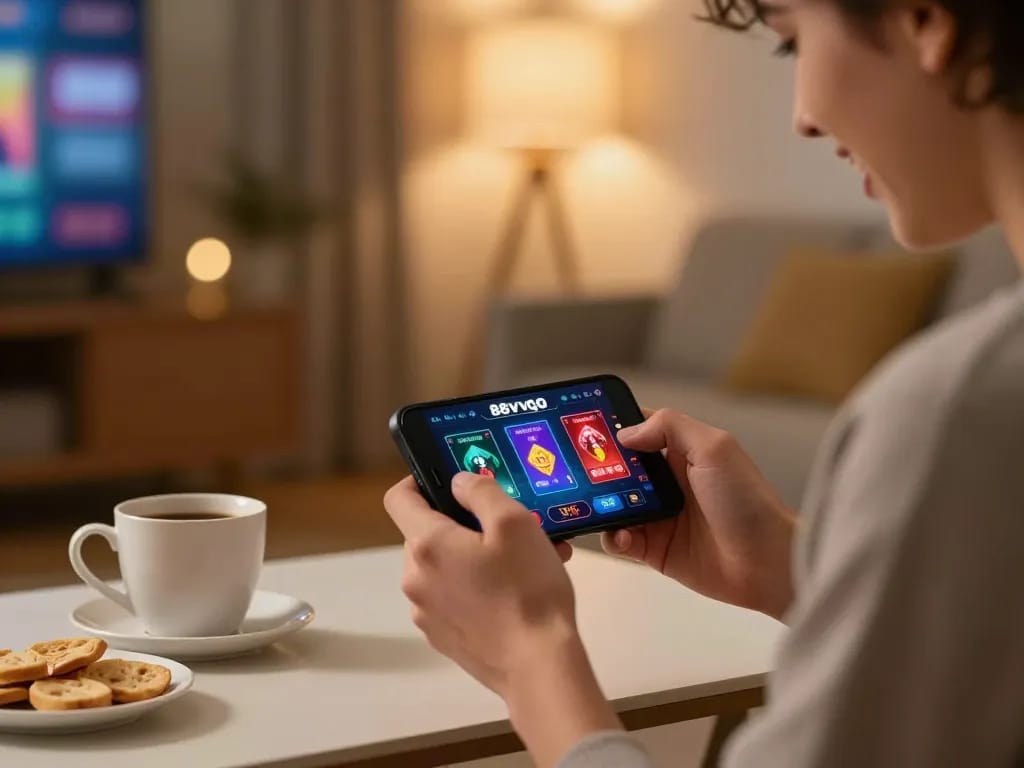 Engaging gameplay on the 88vvgo app highlighting strategic betting moments in a cozy setting.