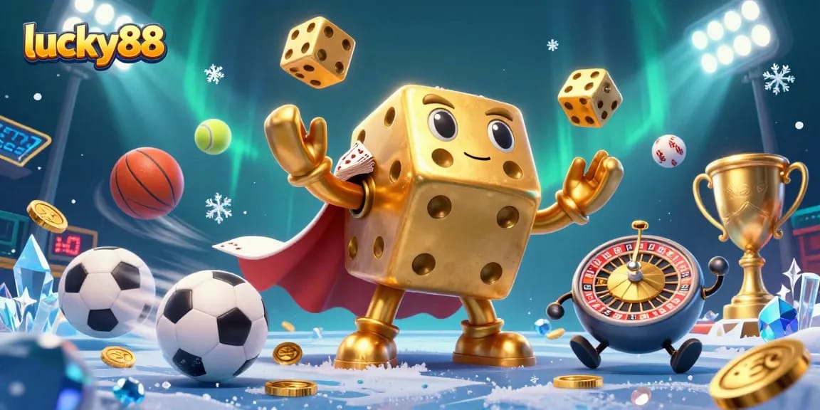 Win big with lucky88 at this vibrant casino-themed illustration showcasing dynamic gameplay elements.