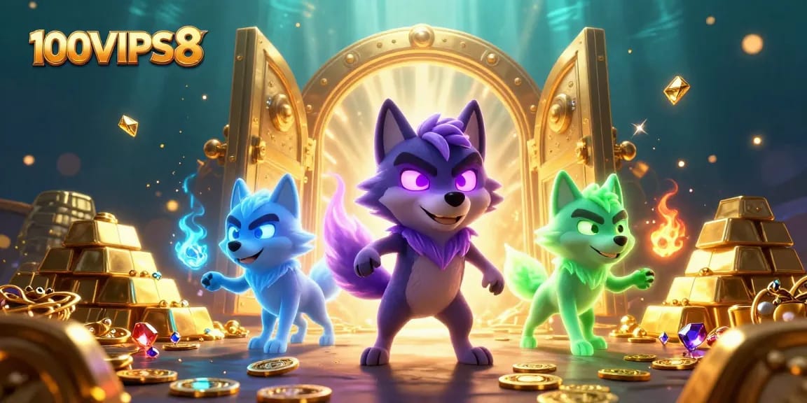 Experience thrilling adventures at 100VIPS8 with ghostly wolves and treasure in a vibrant online casino