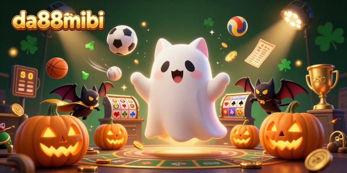 Experience thrilling gaming action at da88mobi with ghostly characters in a vibrant casino atmosphere.