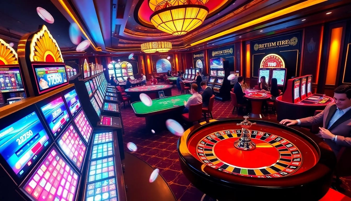 Players enjoy the online gambling experience at https://77ball.org/ with exciting slot machines and vibrant casino tables.