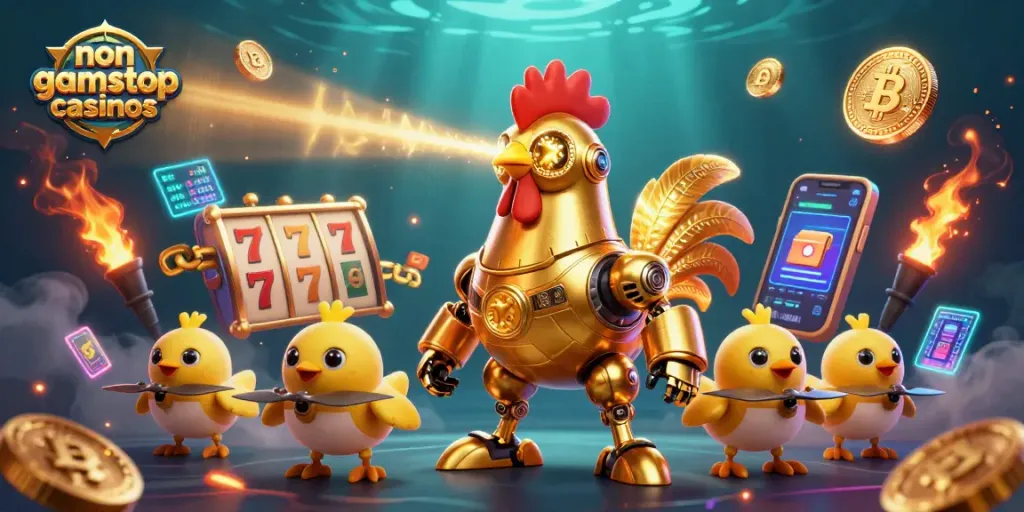 Engage in thrilling gameplay at non gamstop casinos with our colorful 3D illustration