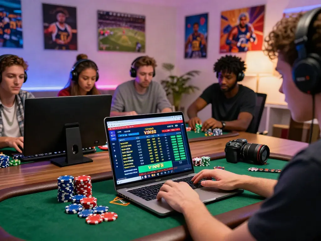 Engaged players enjoying the excitement of vin88 online casino and sports betting.