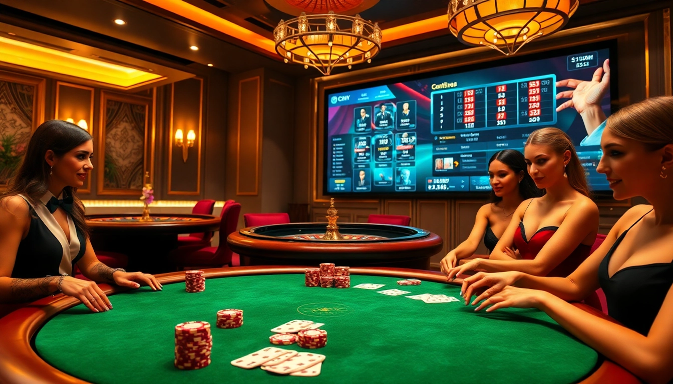 Casino luxury experience showcasing high-stakes gambling with https://hm88.blue/ poker table and elegant patrons.