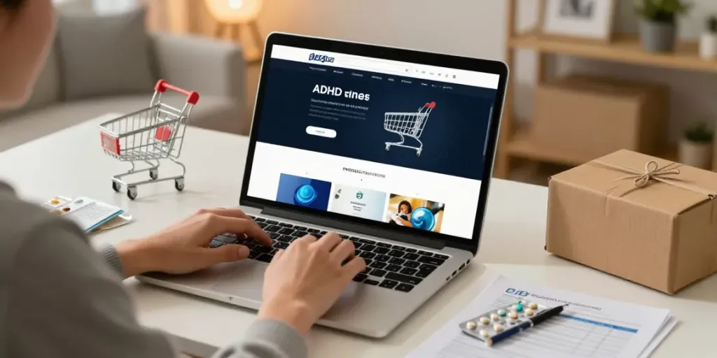 Buy Adderall online with an e-commerce experience showcasing secure online shopping and product selection.