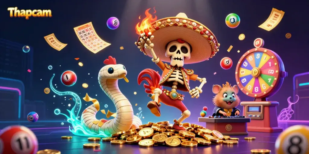 Thapcam enhances your gaming experience with a lively 3D illustration capturing casino thrill.