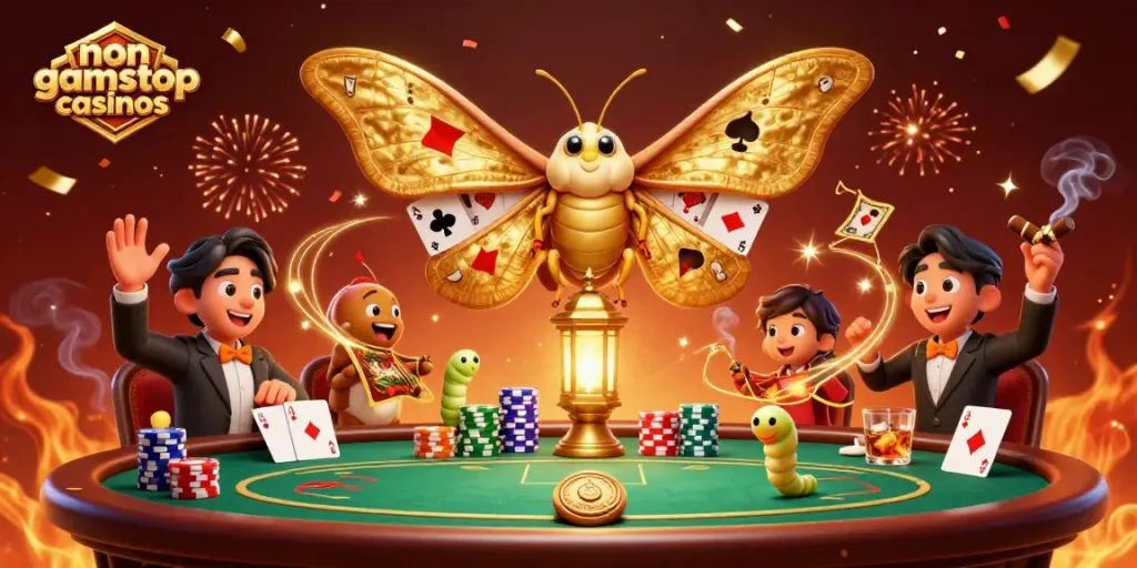 Engage with non gamstop casinos featuring vibrant card suits, poker tables, and lively casino elements.