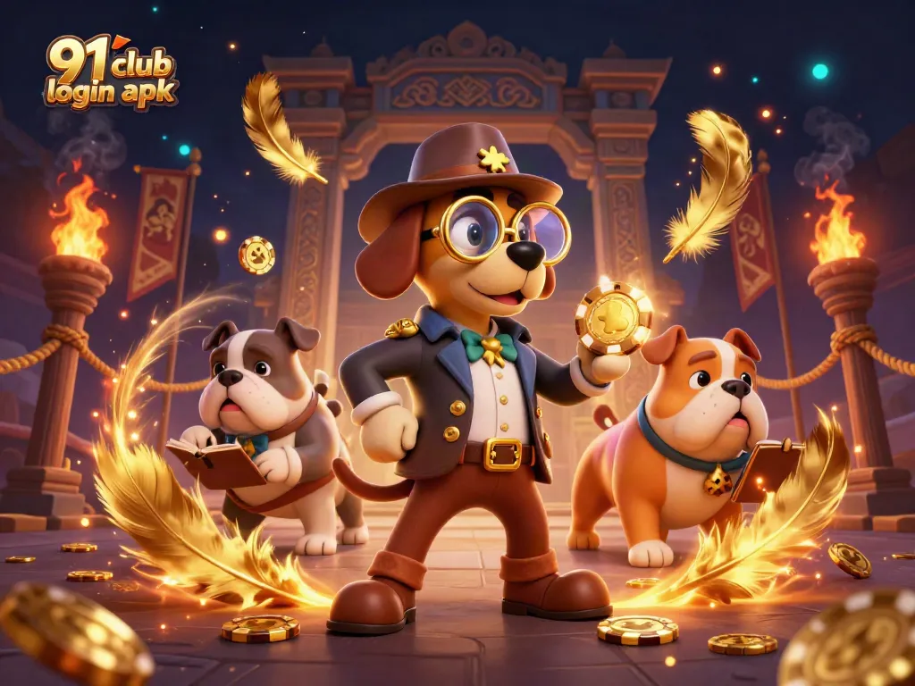 Experience gaming excitement with the rich visual of 91 club login apk highlighting a detective and treasure clues.