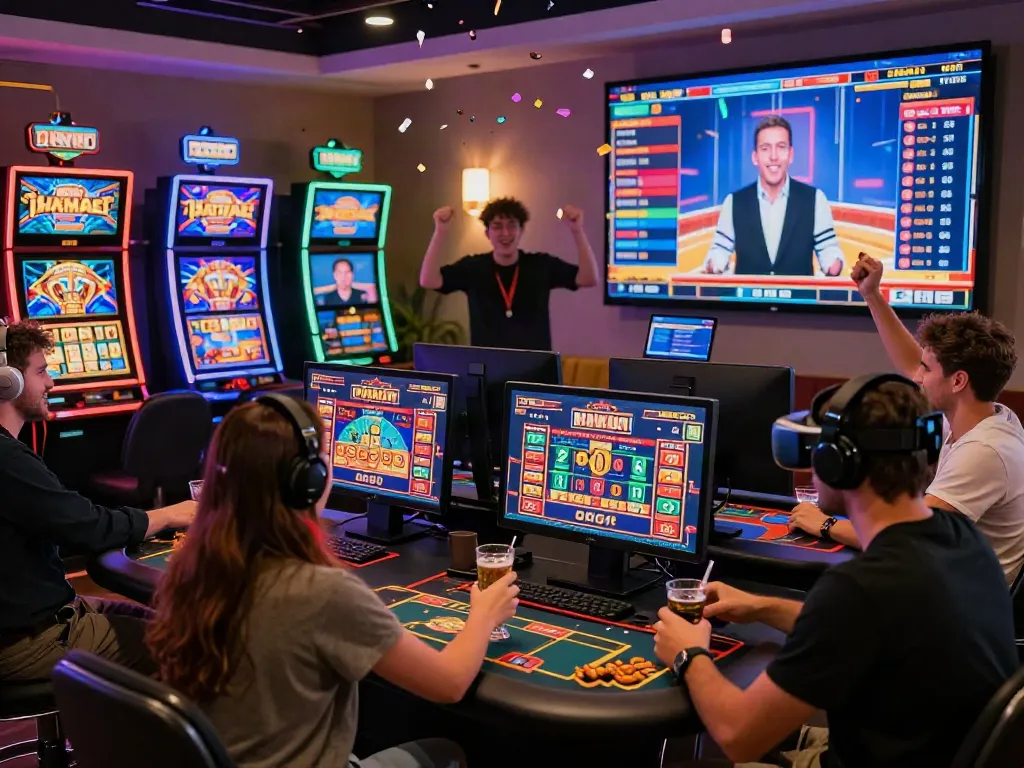 Exciting players enjoying casino sites with vibrant visuals and dynamic games in a modern virtual setting.