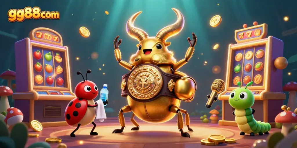 Experience gaming excitement at gg88com with 3D characters in a vibrant casino setting.