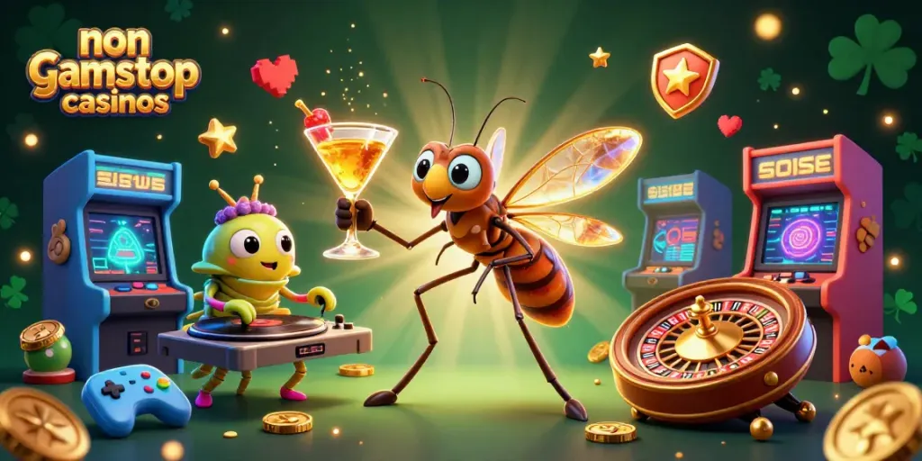 Experience the excitement of non gamstop casinos with vibrant characters and gaming elements.