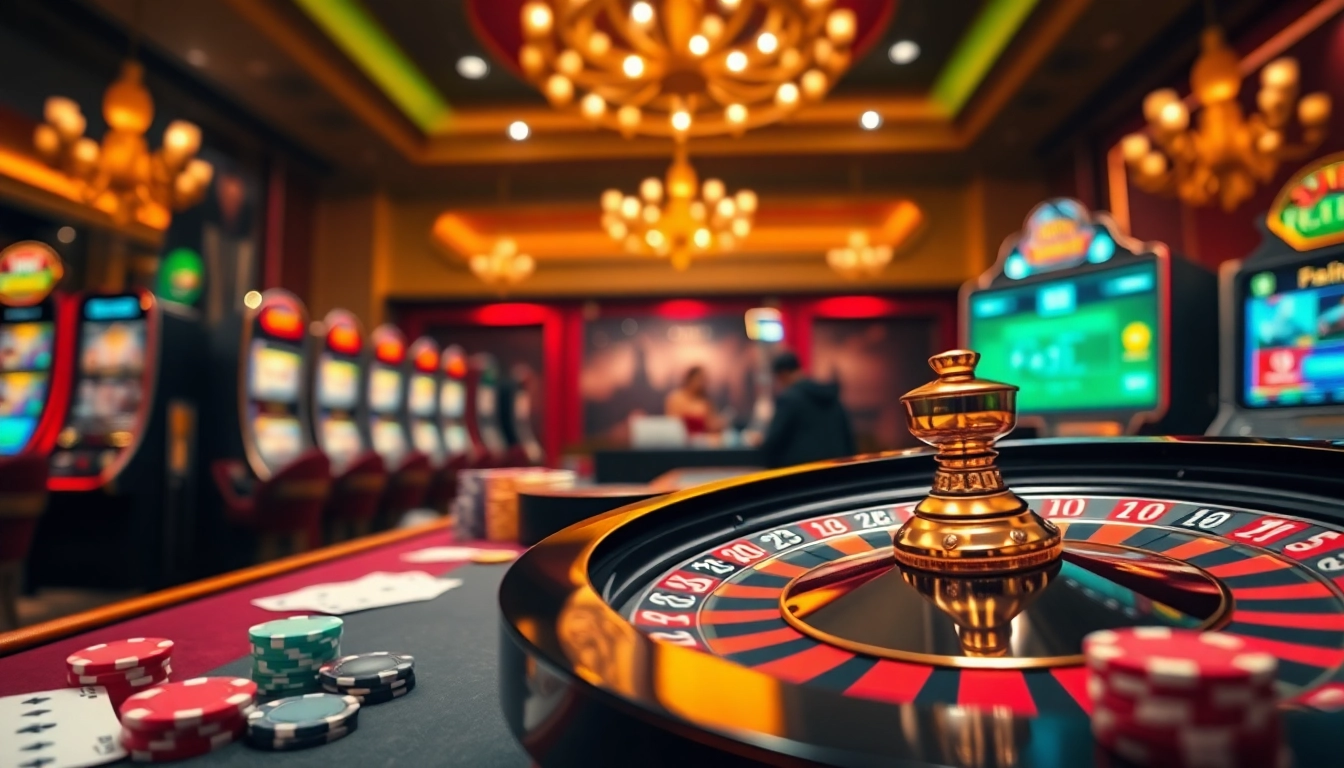 Engaging scene of online gambling at uu88, featuring vibrant casino elements and excitement.