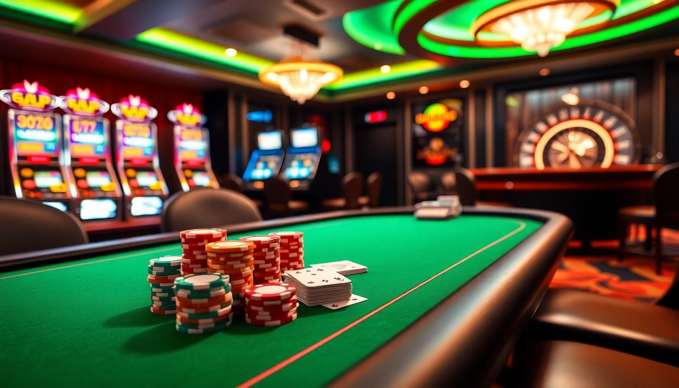 Betting at a poker table with colorful chips and cards, showcasing 888vnd bet excitement.