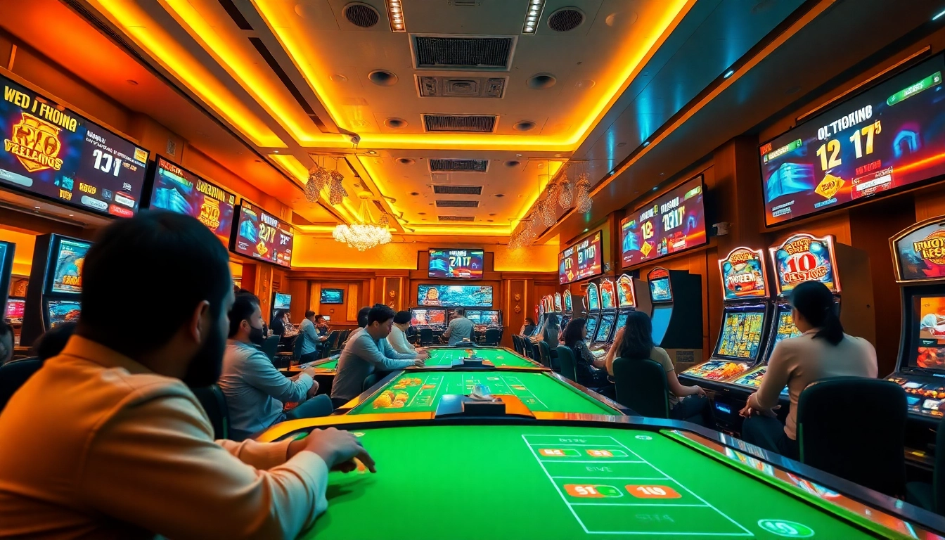 Dynamic online gambling scene featuring BK860S.com with vibrant games and promotions in a modern digital casino.