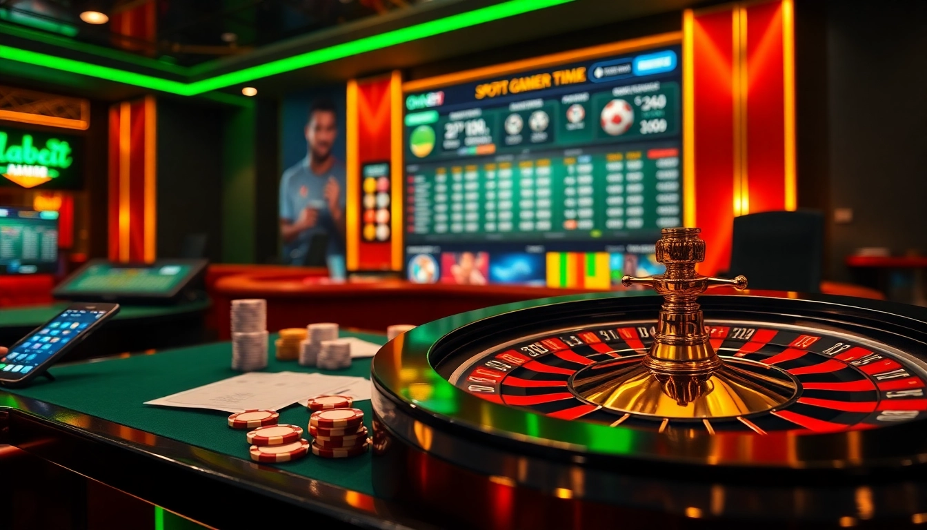 Experience thrilling online gambling at https://oxbet.us.org/ with poker chips and a roulette wheel in a luxurious setting.