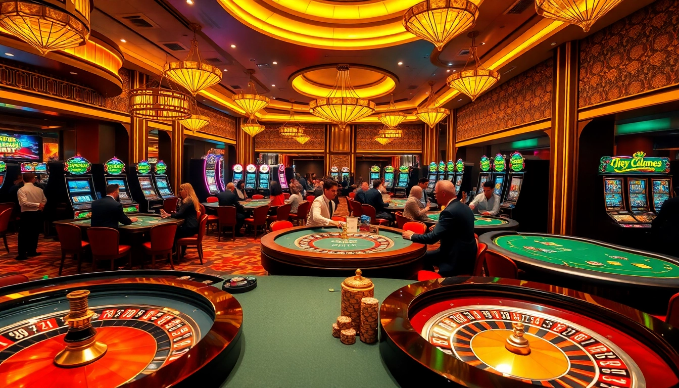 Engage in thrilling gameplay at ww88 with vibrant casino tables, excited players, and dynamic slot machines.