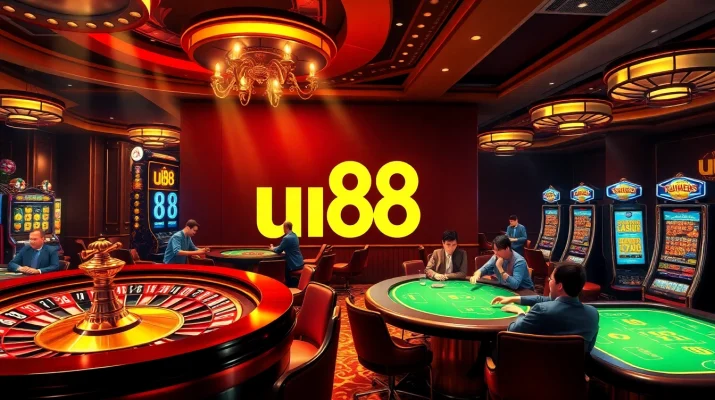 Experience the thrill of u88 gameplay at a vibrant casino featuring roulette and slot machines.
