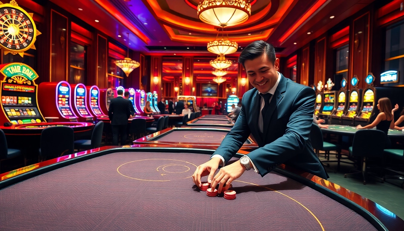 Ta88 table draws attention in a vibrant casino scene with players and excitement.