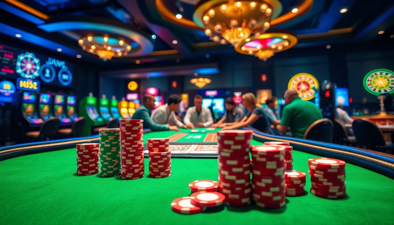 Experience high-stakes poker action at https://five88.za.com/ with colorful chips and elegant casino ambiance.