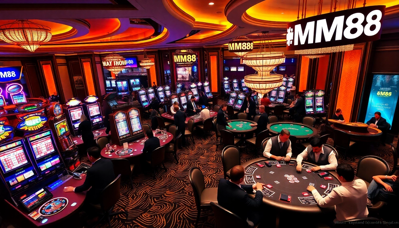 Experience the thrill of MM88 with intense poker action and vibrant casino surroundings.