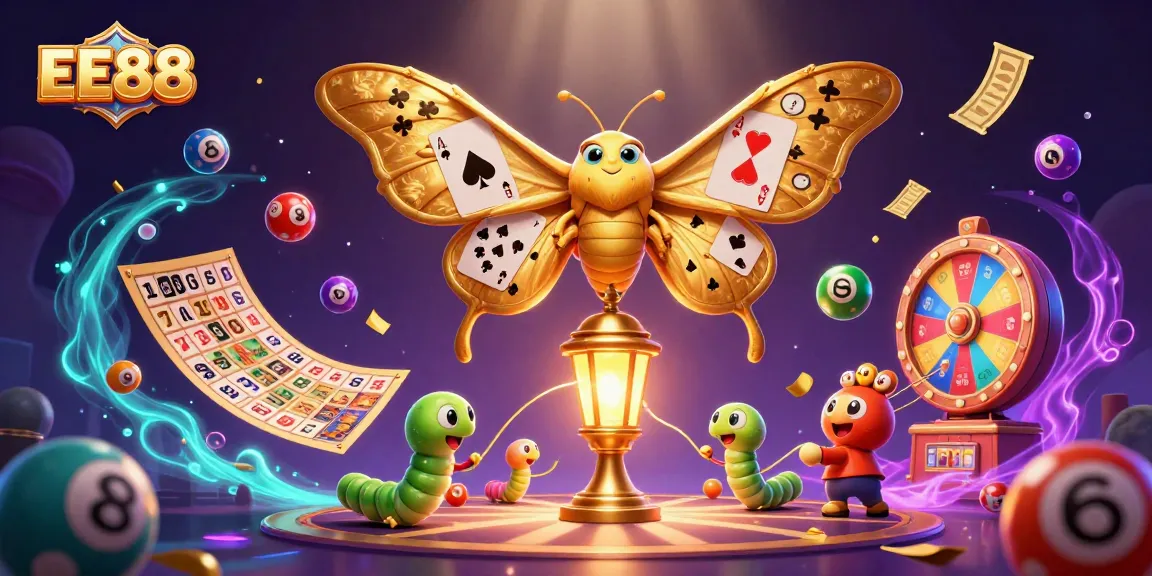 Experience vibrant gaming moments with EE88's animated lottery scene filled with excitement and opportunity.