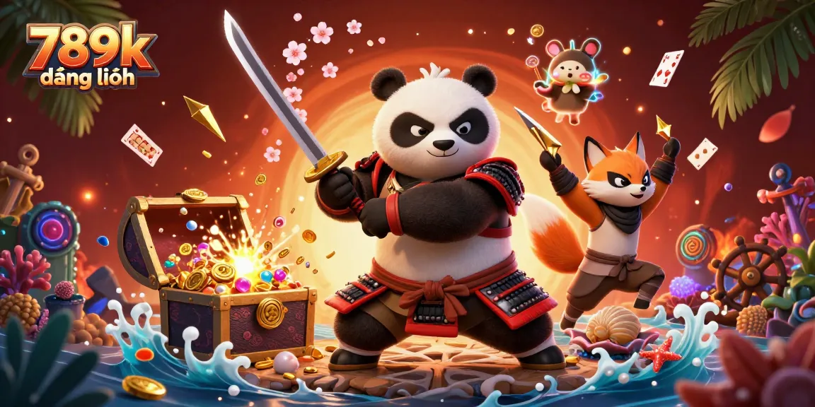 Experience thrilling action at 789k đăng nhập with the dynamic samurai panda and vibrant casino elements.