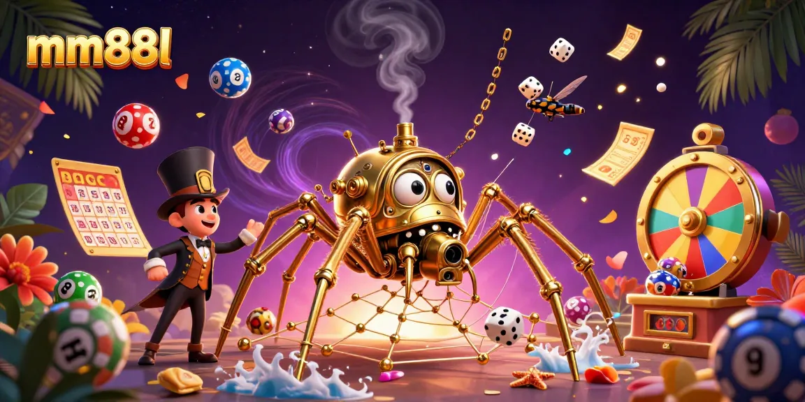 Engage with mm88l's thrilling casino experience featuring colorful lottery elements and steampunk art.