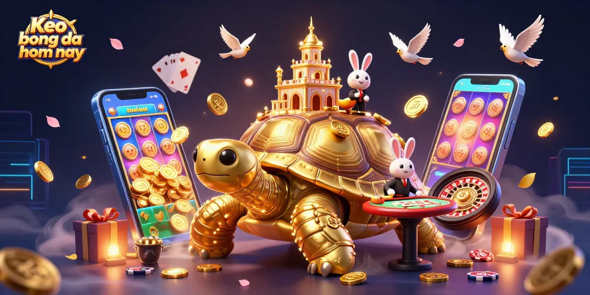 Engage with Keo bong da hom nay through a vibrant scene featuring fun characters, casino elements, and dynamic betting activity.
