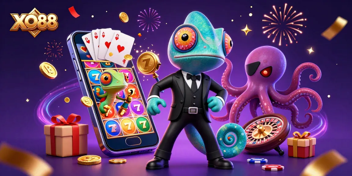 Experience the excitement of XO88 casino games with charismatic characters and vibrant slot action.