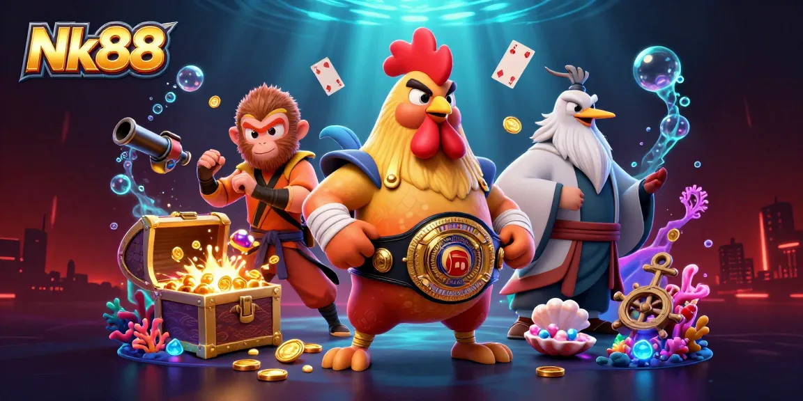 Navigating the exciting world of Nk88 online gaming, showcasing a vibrant 3D casino scene.
