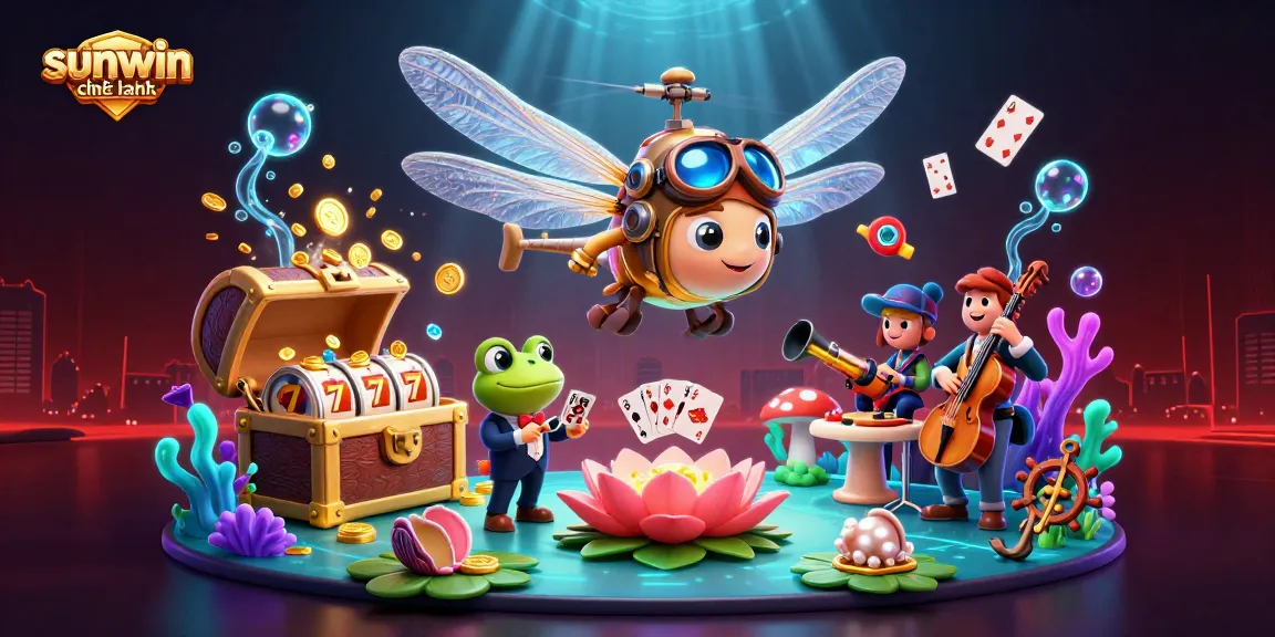 Play exciting games at sunwin chính hãng, showcasing a vibrant casino scene with dynamic characters and thrilling action.
