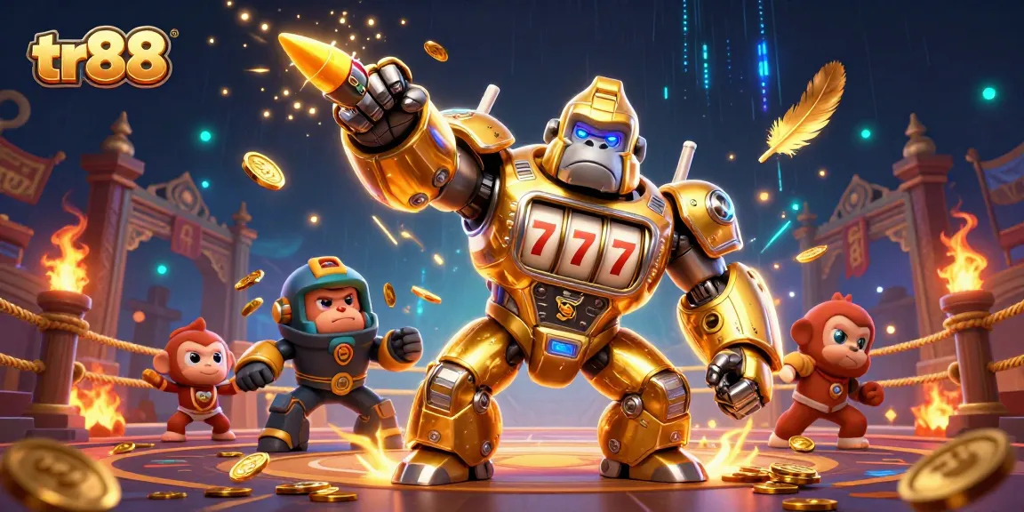 Experience thrilling gameplay with tr88's golden gorilla mech and dynamic casino elements.