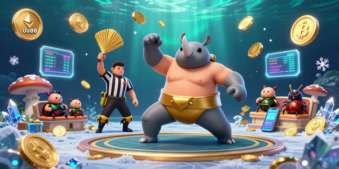 Experience thrilling moments at uu88 with a sumo beetle stomping coins in a vibrant casino scene.