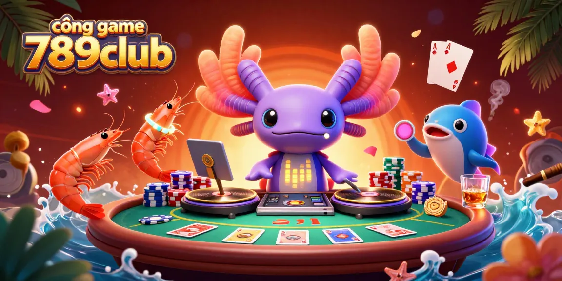Join the vibrant action at cổng game 789club with colorful axolotl DJ and lively sea creatures performing.