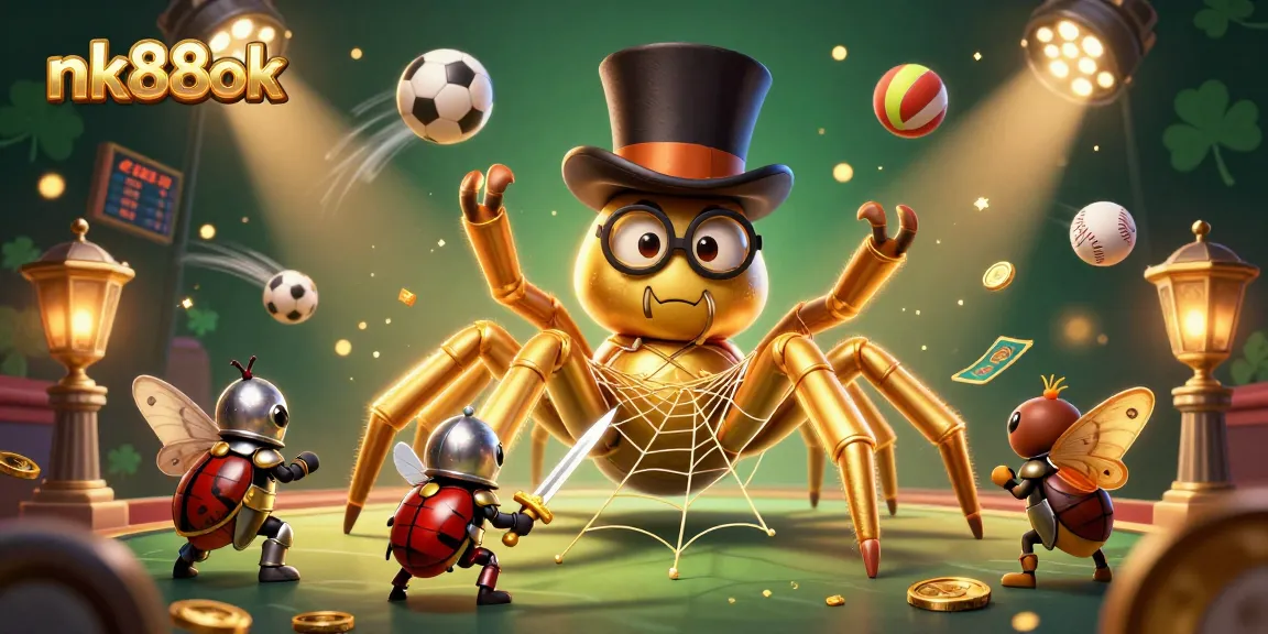 Engage in thrilling gaming at nk88ok with vibrant characters and golden rewards showcased in this action-filled scene.